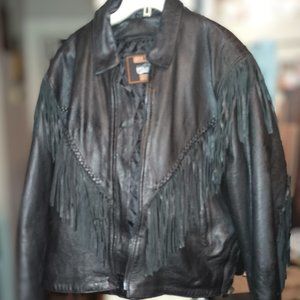 Silver Bike 100% Leather Motorcycle Jacket Heavy Fringe Western Jacket Medium